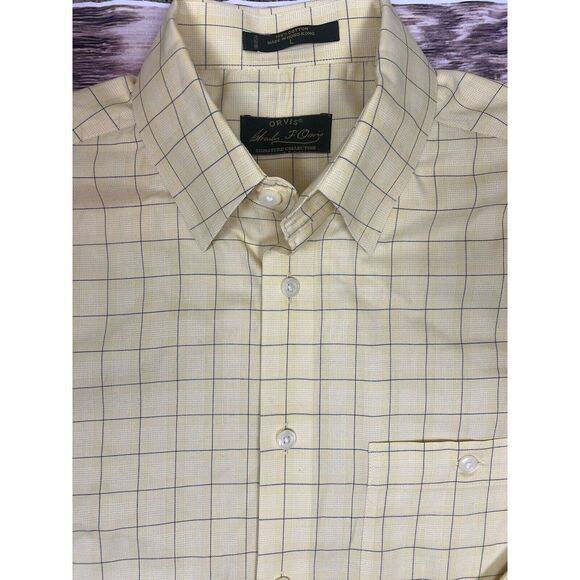 Orvis Signature Collection Yellow, Blue Plaid Button Up Shirt Men's Large EUC - Picture 3 of 13